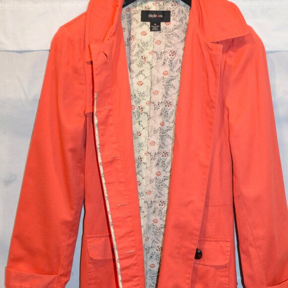 DONATED (GONE) - Style & Co Coral Knee Length Button/Belted Utility Jacket - Picture 3 of 5